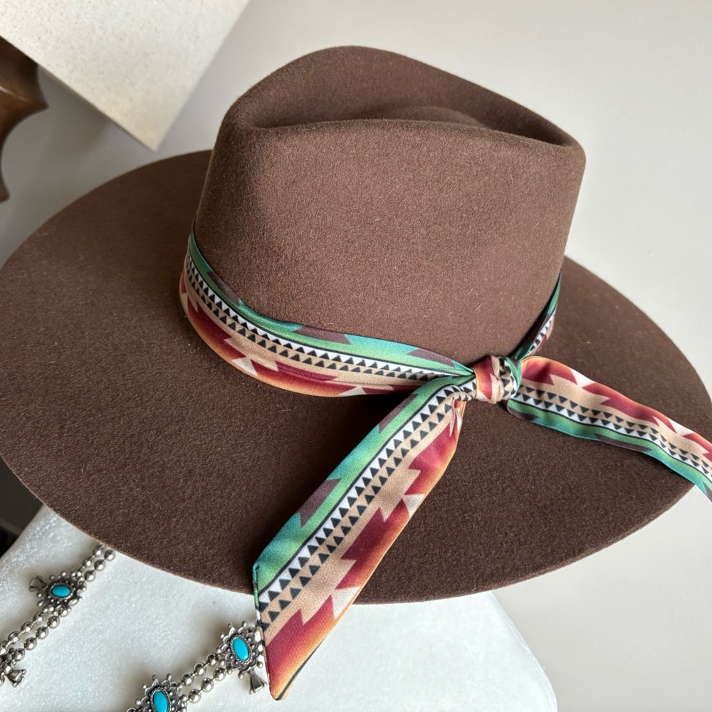 Brown Hat with Feather Accent - Picture 9 of 10
